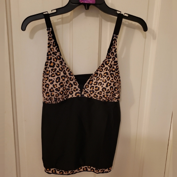 Two Piece Black and Animal Print Swim Suit - Picture 2 of 14